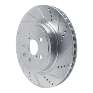 Lexus GS F Brake Rotor (1) - Right Rear - R1 Concepts - Drilled & Slotted - Silver - `15-`22